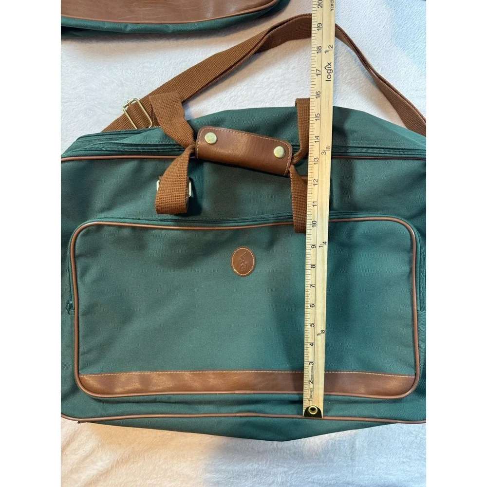 Vintage Ralph Lauren Green Canvas Travel Carry On Bags Lot Old Money Pony Preppy